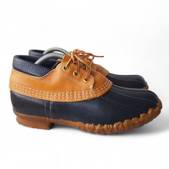 L.L. Bean Vintage Maine Hunting Shoe Ankle Duck Boots Navy / Brown Women's 7 - Picture 4 of 11